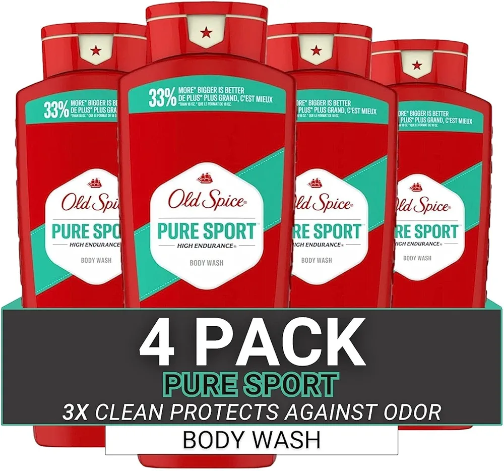 Old Spice Body Wash for Men, High Endurance Pure Sport, 24 Fl Oz (Pack Of 4)