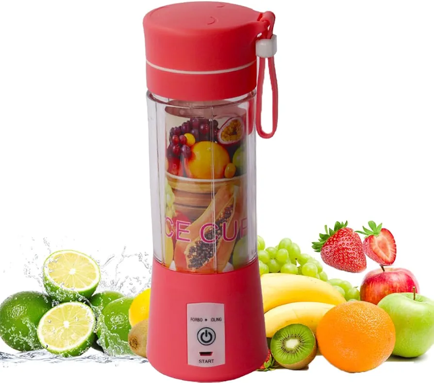 Portable Blender-Fruit & Vegetable Juicer-For Travel Sports Kitchen-380Ml With 6 Blades-WENPIC Food Mixer-For Shakes And Smoothies，Juice, Baby Food, Etc. (Pink)