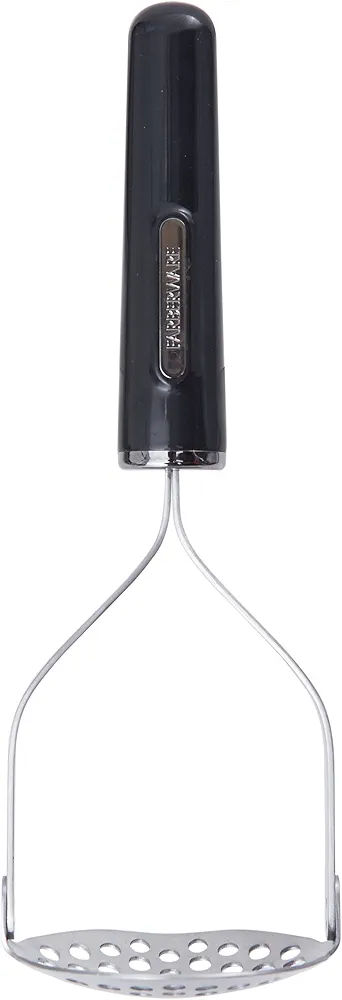 Farberware Professional Stainless Steel Potato Masher with Comfort Grip Handle, Black