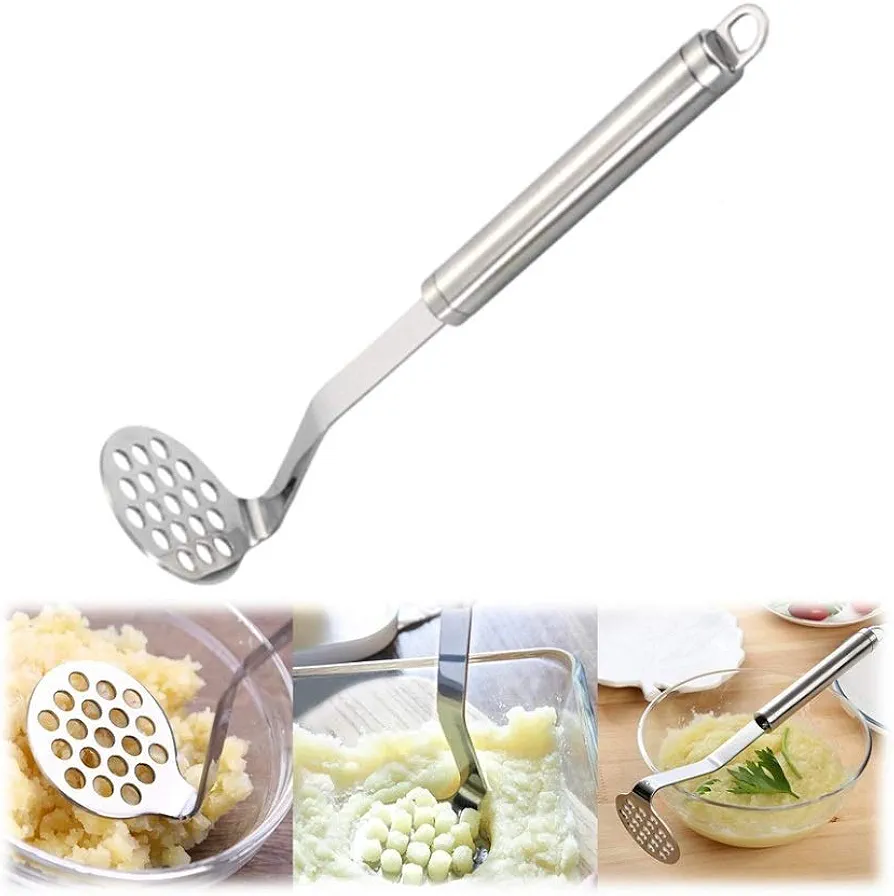 Potato Masher,8-10 Stainless Steel Potato Masher,Cooking and Kitchen Gadget