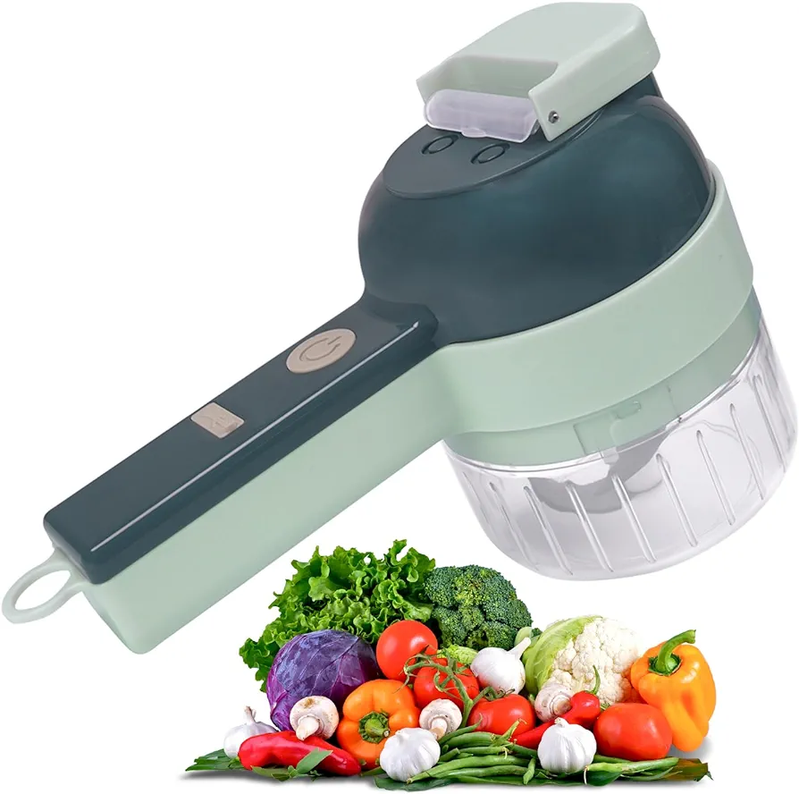 Arigold 1 Speed - 4 in 1 Vegetable Chopper: Cordless Mini Chopper, Food Dicer, garlic mincer - home essentials, kitchen essentials, blenders for kitchen, kitchen gadgets, kitchen appliances(Grey)