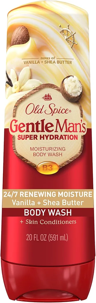 Old Spice Body Wash GentleMan’s Super Hydration for Men, 24/7 Renewing Moisture, Gentle on Skin, Vanilla + Shea Scent, 20 fl oz