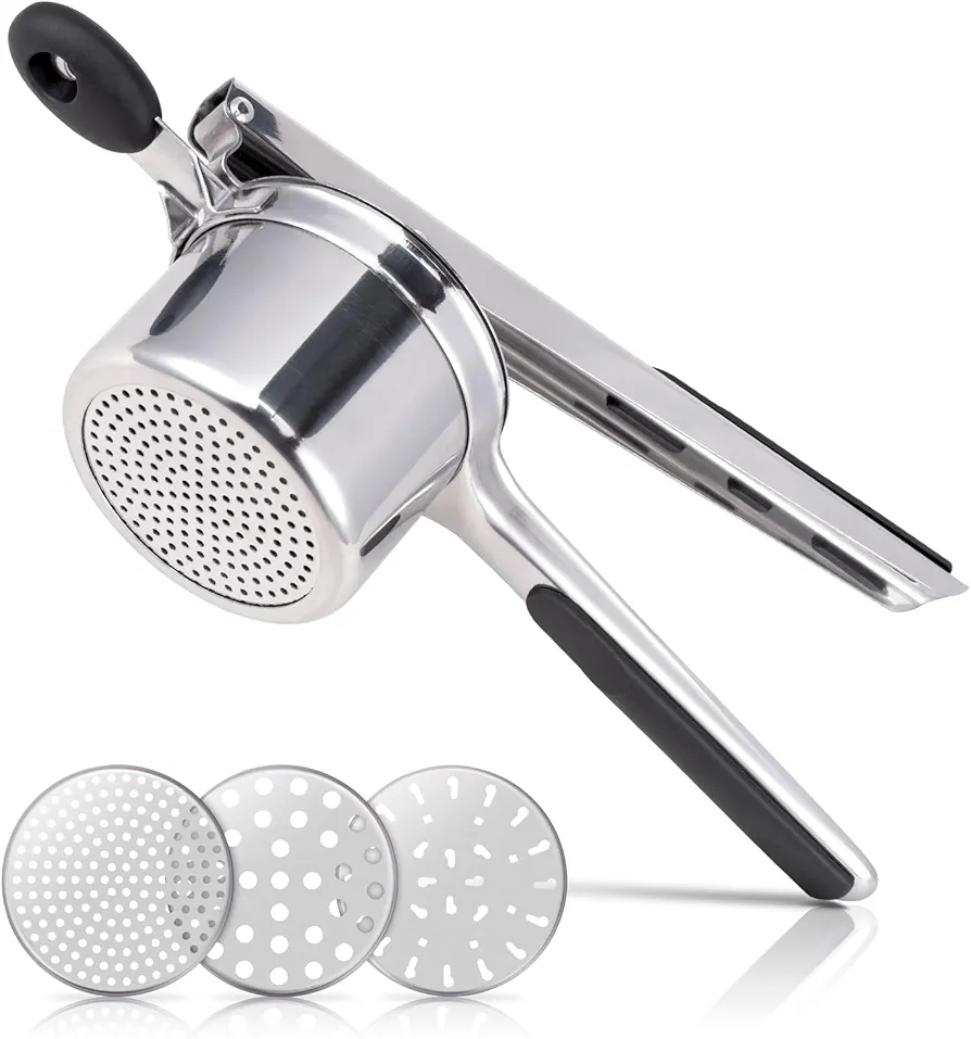 Potato Ricer 15oz with Replaceable Discs, Heavy Potato Masher Stainless Steel, Press and Mash Kitchen Gadget, Ricer for Mashed Potatoes
