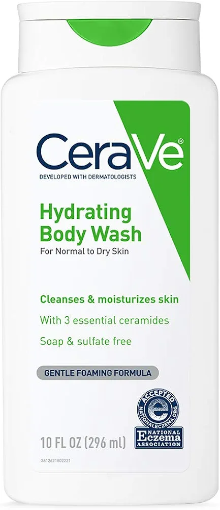 CeraVe Body Wash for Dry Skin | Moisturizing Body Wash with Hyaluronic Acid and Ceramides | Paraben, Sulfate & Fragrance Free | 10 Ounce