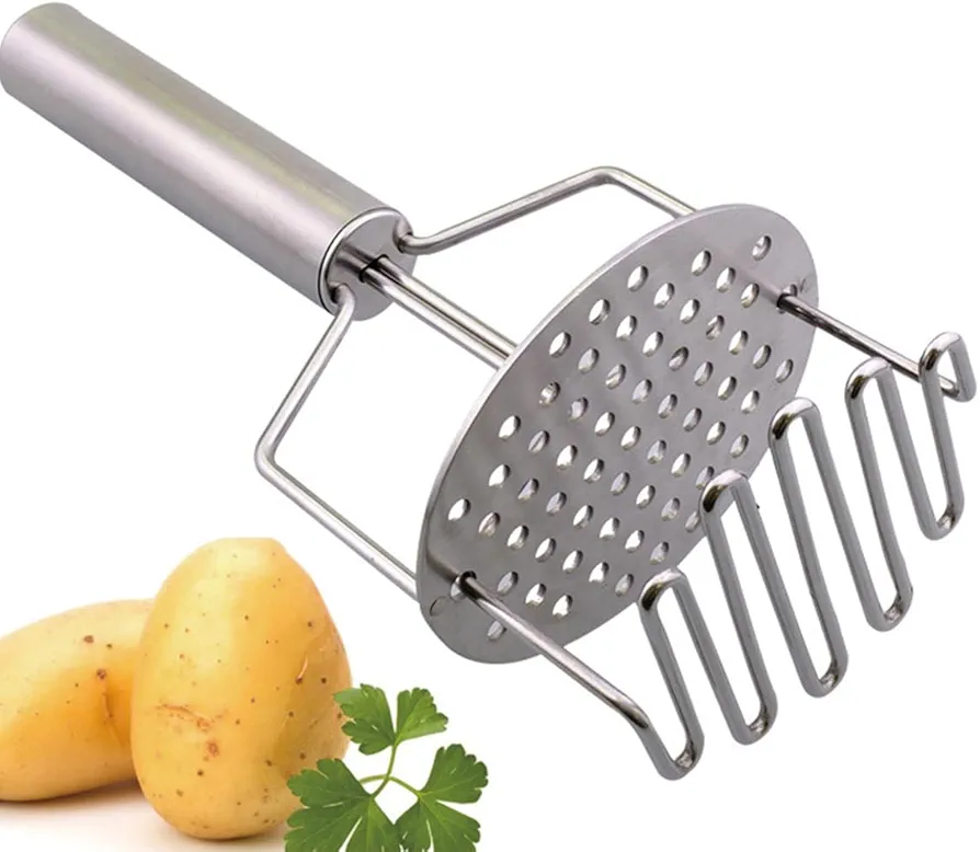 Mashed potato masher,Double-Layer Potato Masher, Heavy-Duty Stainless Steel Integrated Kitchen Tool, Ideal for Mashing Potatoes, Avocados, Beans, Fruits, and Vegetables
