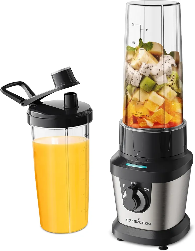 Smoothie Blender, Personal Blender for Protein Shakes Smoothies, 24 Oz BPA Free Travel Cup and Lid,Portable Blender, LED Display for Traveling Fruit Veggie Juicer & More-Black(400W)