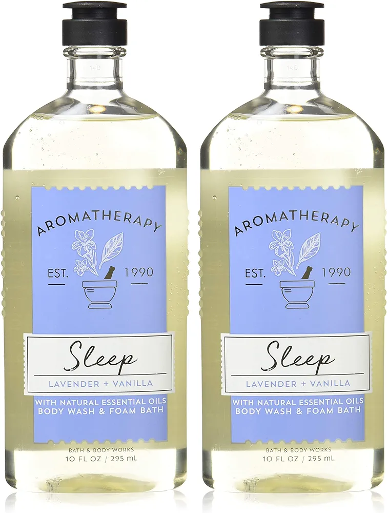 Bath and Body Works Aromatherapy Sleep Lavender Vanilla Body Wash Foam Bath 10 Ounces per bottle - 2 Pack