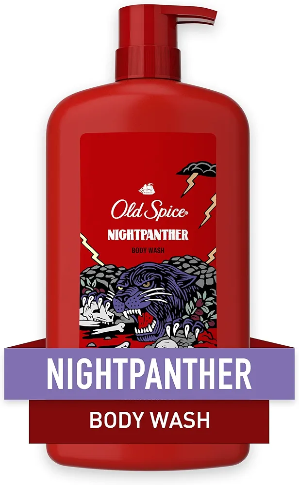 Old Spice Wild Body Wash for Men, 24/7 Shower Fresh, 3X Defense, Long Lasting Lather, NightPanther Scent, 33.4 oz