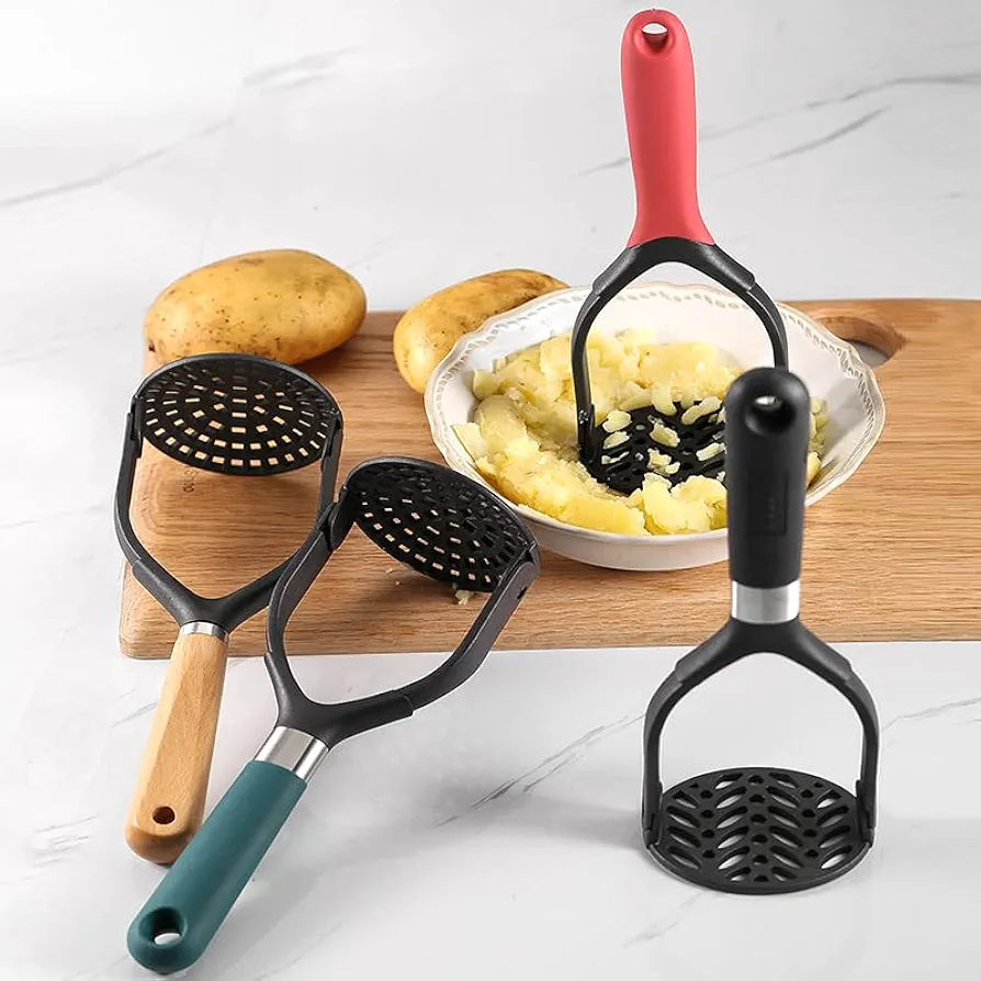 Premium Masher Creative Multi-function Kitchen Tool Kitchen Foldable Manual Potato Banana Pumpkin Baby Food Masher With Handle (Red)