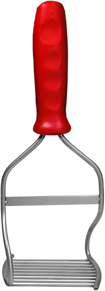 Diamond Series Masher - World's Best Handheld Masher and Blender - Stainless Steel Blades with Ergonomic Rubber Handle - Red