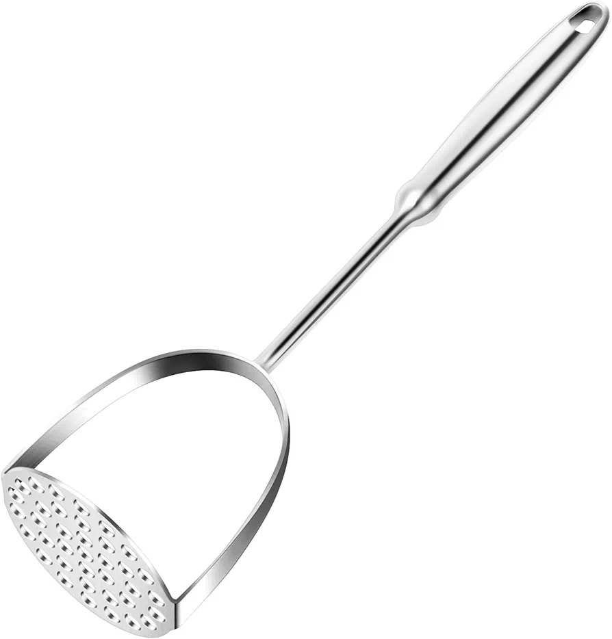 Potato Masher,Stainless Steel Mashed Potatoes Masher with Long Handle for Beans,Avocado,Fruit,Vegetables.One Piece Construction Heavy Duty Masher Kitchen Tool