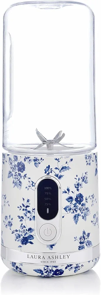 Laura Ashley Portable Blender for Smoothies by VQ - Compact, Powerful & Easy to use USB Rechargeable Mini Blender for Shakes and Smoothies with 450 mL Bottle - Smoothie Blender for Kitchen/Gym/Travel