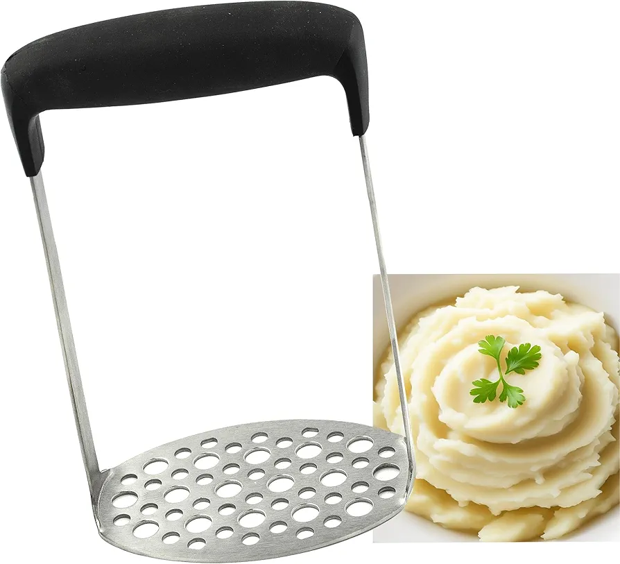 Potato Masher, Heavy Duty Mashed Potatoes Masher, Stainless Steel Professional Metal Masher Kitchen Tool