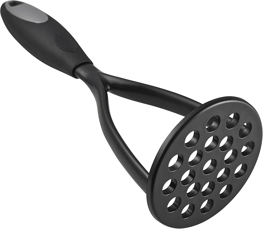 KSENDALO Multifunctional Kitchen Cooking Tool – Potato Masher, Avocado Masher, Bean Masher - Nonstick Degradable Nylon Blade with Comfortable Rubber Wrapped Handle, Degradable Nylon Blade, Black