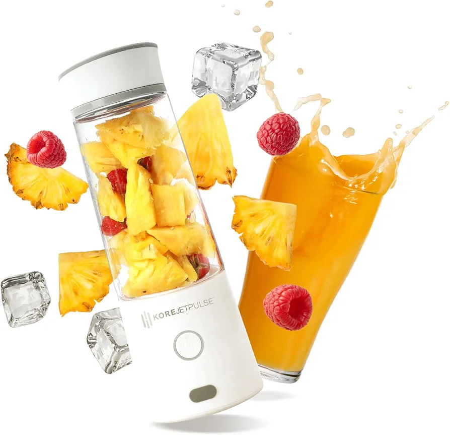 KoreHealth Korejetpulse Fresh Juice Mini Fast Portable Blender Cordless - Fresh Juice Blender Bottle Portable, Small Size USB Juice Mobile Blender for Shakes, Smoothies, Protein, Crushed Ice