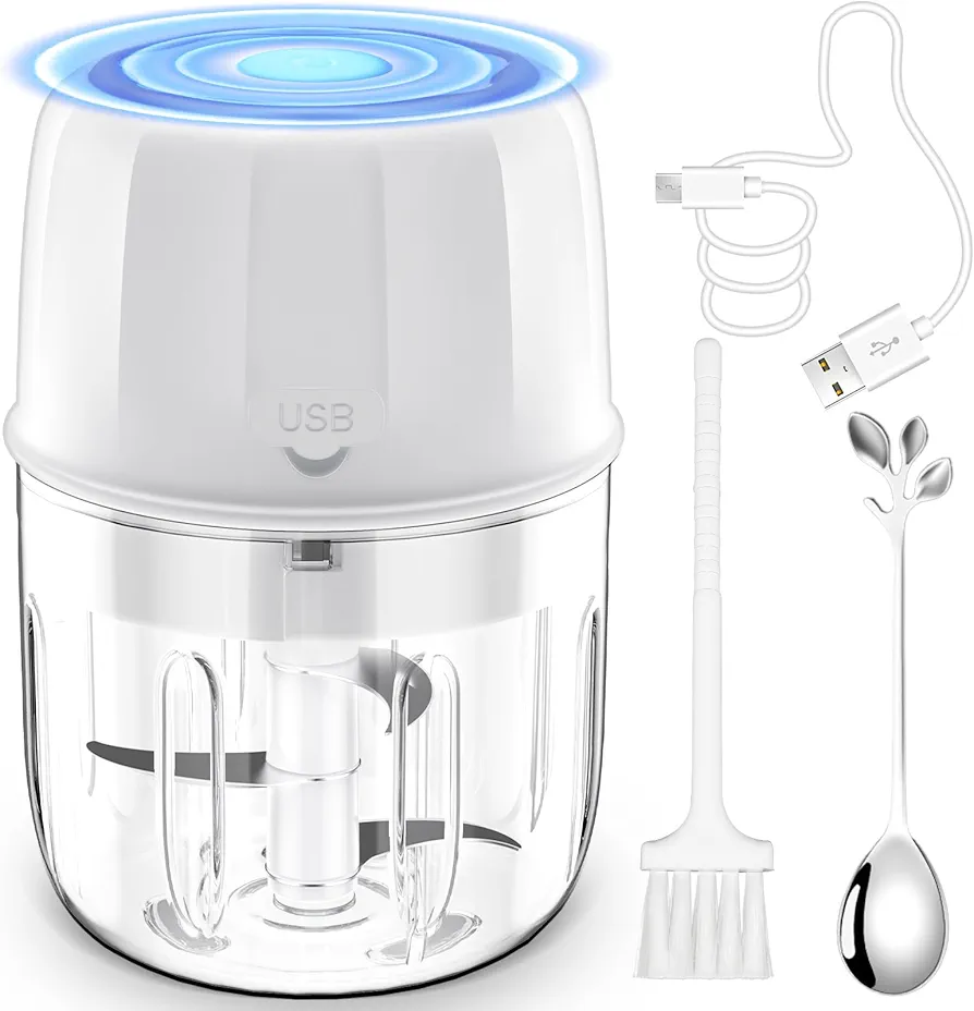 Electric Garlic Chopper, Portable Cordless Mini Food Processor, Rechargeable Vegetable Chopper Blender for to Vegetable, Wireless Food Processor for Ginger, Chili, Fruit, Meat, etc