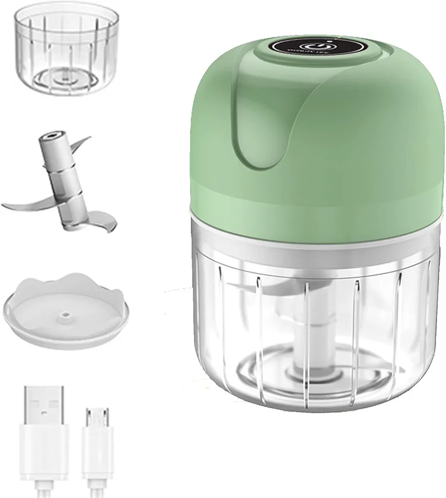 Electric Mini Garlic Chopper, Cordless Portable Food Processor, 250ml Blender Mini Garlic Press Chopper For Garlic, Vegetables, Fruits, Onions, Meat, Salads, Baby Food, Condiments, Etc. (Cyan 250ml)
