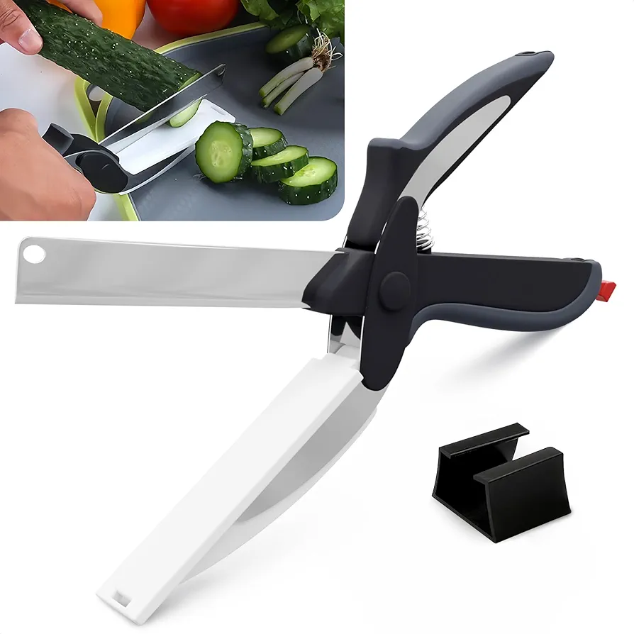 Cutting Board Scissors - Smart Kitchen Scissors with Cutting Board Vegetable Scissors Food Cutter Knissors Food Scissors with Cutting Board Attached - Veggie Scissors Cutting Board Knife Scissors