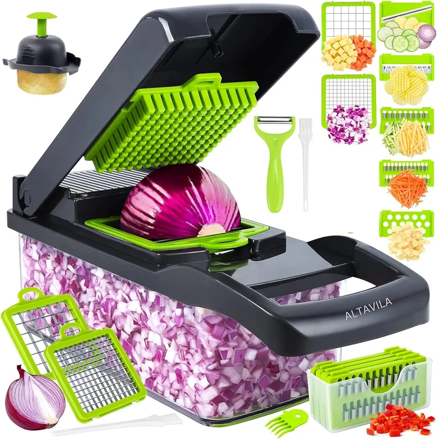 12-in-1 Vegetable Chopper & Slicer Set – Multi-Function Mandoline Cutter, Dicer, Grater, Shredder, and Spiralizer, Perfect for Slicing, Dicing, Chopping, and Food Prep – Easy to Clean & Safe Design