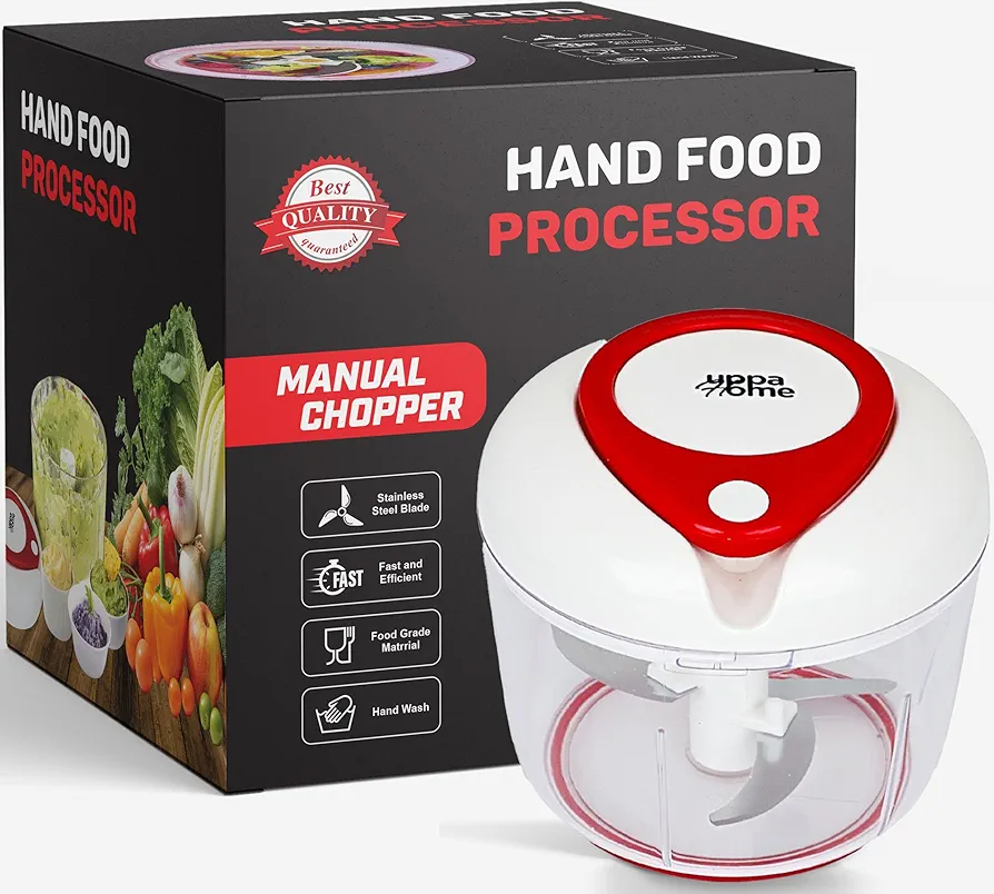 Easy String Pull Food Chopper | Manual Food Processor for Chopping, Dicing, and Mixing | Compact, Portable, and BPA-Free | Ideal for Vegetables, Nuts, Salsa, and Salad