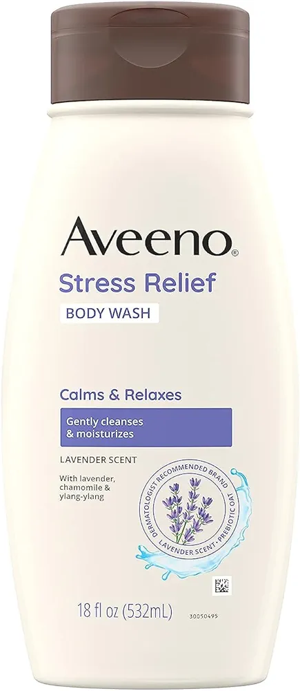Aveeno Stress Relief Body Wash Calms & Relaxes with Lavender, chamomile & ylang ylang Lavender Scented 18 fl. Oz