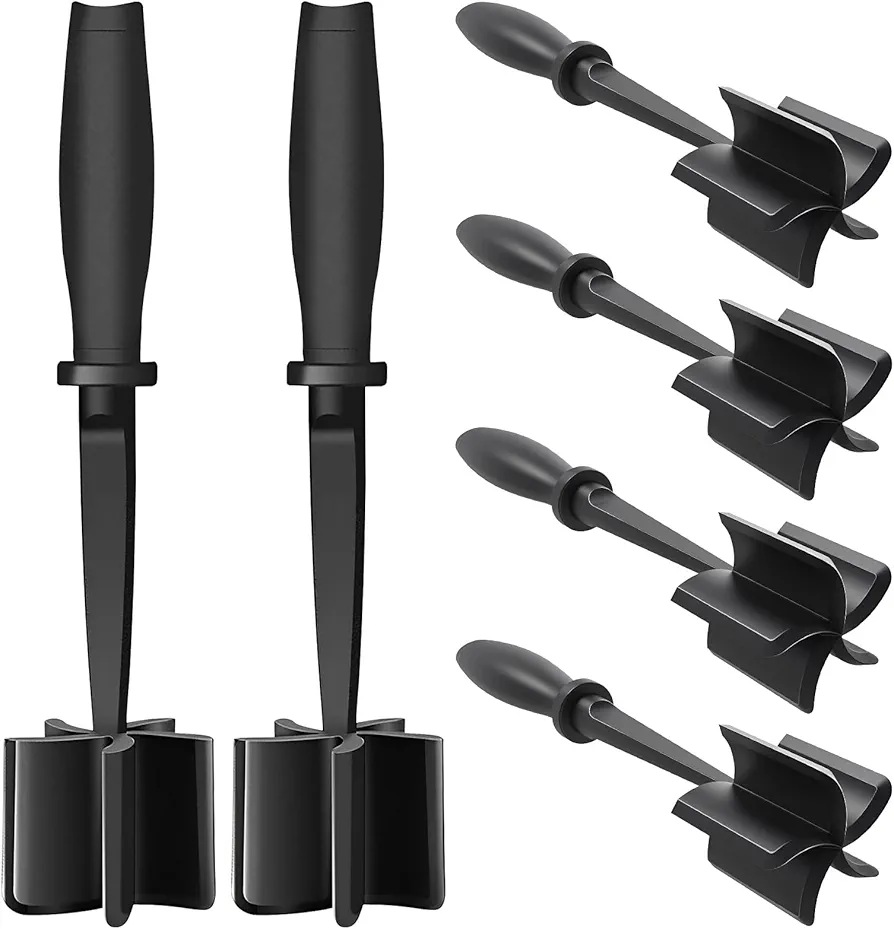 6Pcs Meat Chopper, Heat Resistant Masher and Smasher, Hamburger Chopper Nylon Ground Beef Chopper Tool, Ground Meat Chopper, Meat Spatula Chopper Blades Ground Beef Smasher