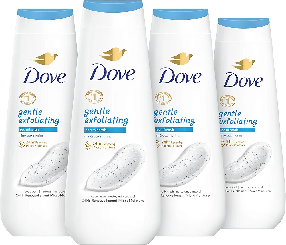 Dove Body Wash Gentle Exfoliating With Sea Minerals 4 Count Instantly Reveals Visibly Smoother Skin Cleanser That Effectively Washes Away Bacteria While Nourishing Your Skin 20 oz